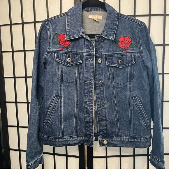 Forever 21 WORLD TRAVELLER 1988 Blue Denim Jacket S - Picture 2 of 5